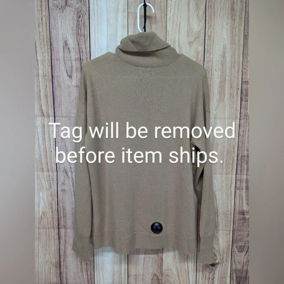 NEW Nordstrom Brand Turtle neck 100% cashmere sweater size Medium tan/beige - Picture 6 of 9